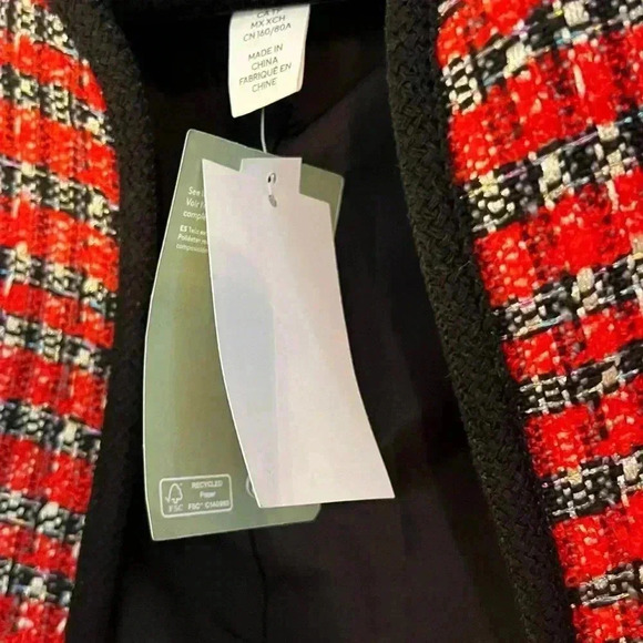 H&M Textured Weaved Jacket SX Holiday Red - Picture 6 of 10